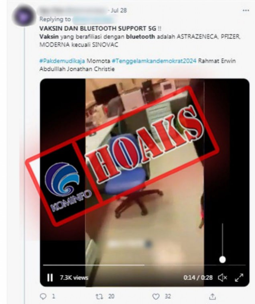 [HOAKS] Vaksin Astrazeneca, Pfizer, dan Moderna Berafiliasi dengan Bluetooth kecuali Sinovac